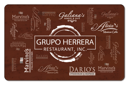 grupo herrera logo with mulitple other logos on a brown background